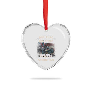 I Stand For Our Flag I Kneel For The Cross Proud Christian Veteran Heart Crystal Glass Ornament TS11 Print Your Wear