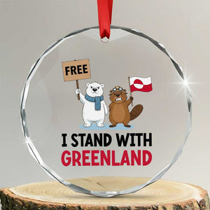 I Stand With Greenland Crystal Glass Ornament Anti Authoritarian Political Gag Gift TS12 Transparent Glass 3'' Circle Print Your Wear