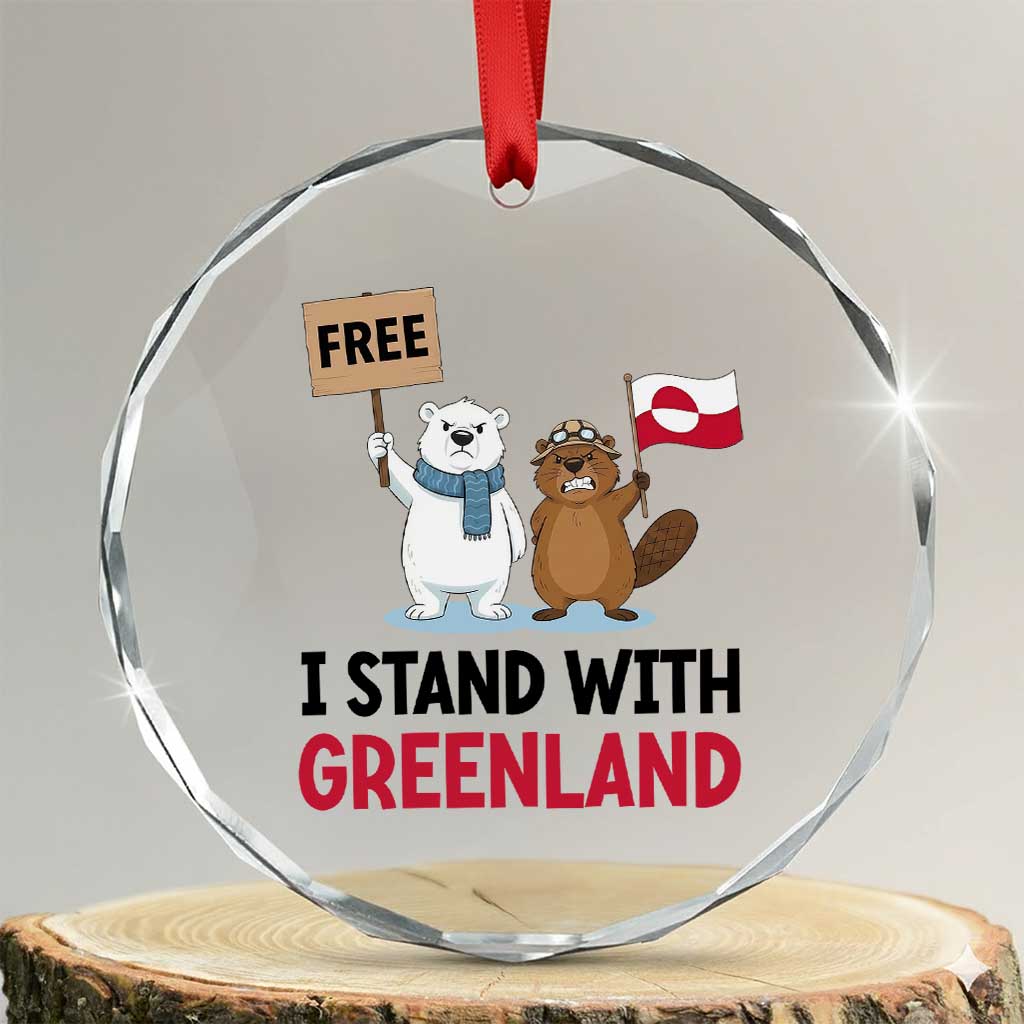 I Stand With Greenland Crystal Glass Ornament Anti Authoritarian Political Gag Gift TS12 Transparent Glass 3'' Circle Print Your Wear