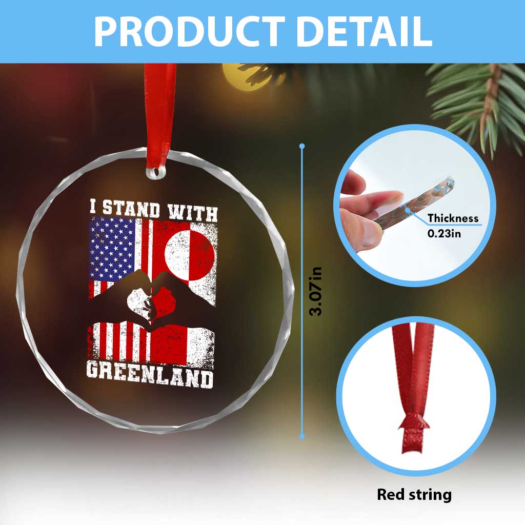 I Stand With Greenland Crystal Glass Ornament Greenlander US Flag Greenland American Usa America TS10 Print Your Wear