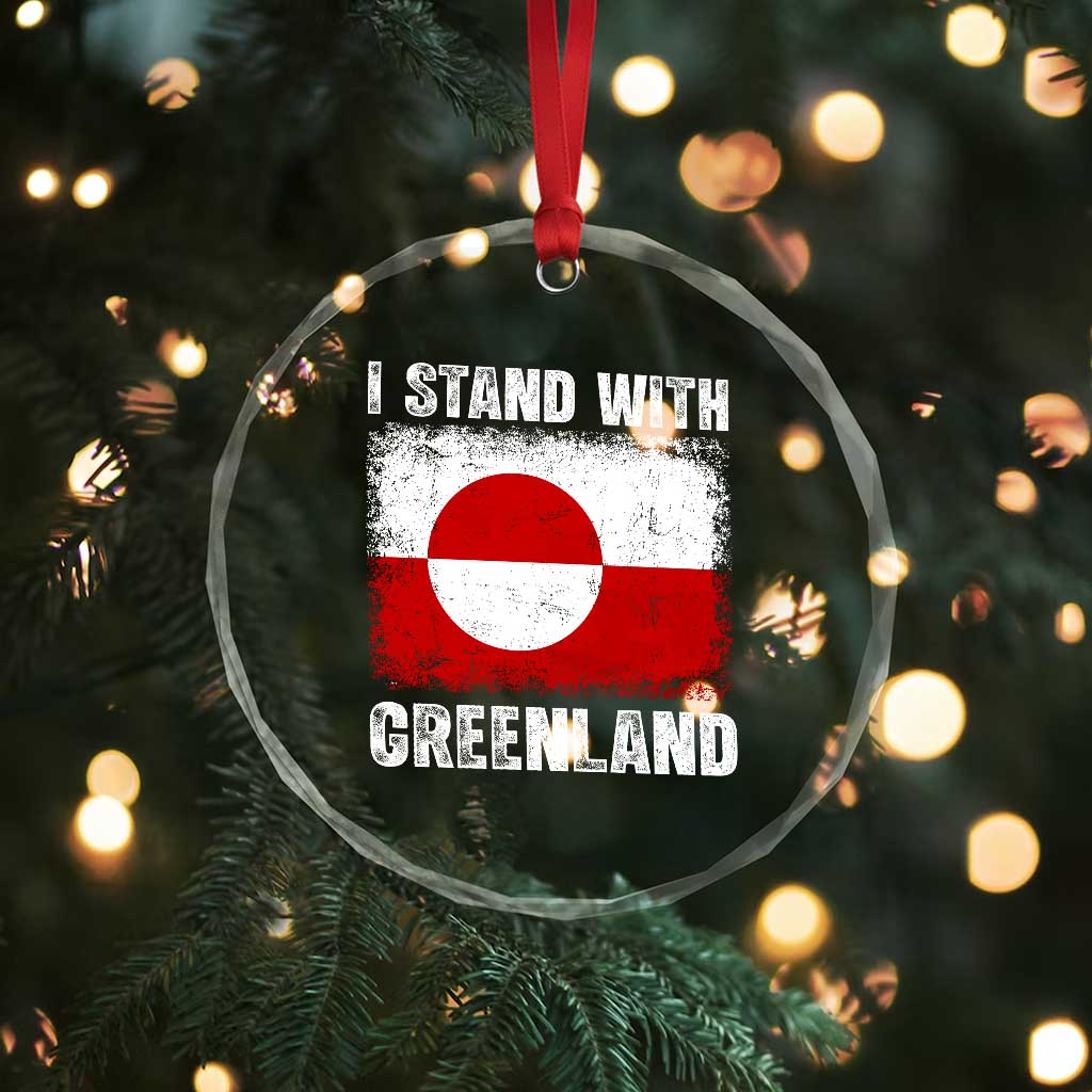 I Stand With Greenland Crystal Glass Ornament Grunge Flag TS10 Print Your Wear