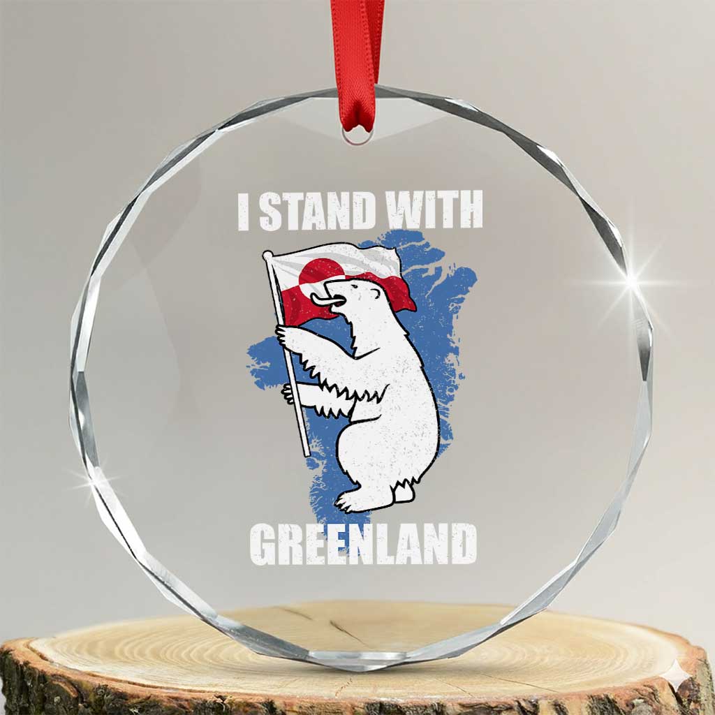 I Stand With Greenland Crystal Glass Ornament Polar Bear Greenland Protest TS11 Transparent Glass 3'' Circle Print Your Wear