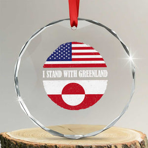 I Stand With Greenland Crystal Glass Ornament Political Protest Greenlander American Flag TS10 Transparent Glass 3'' Circle Print Your Wear