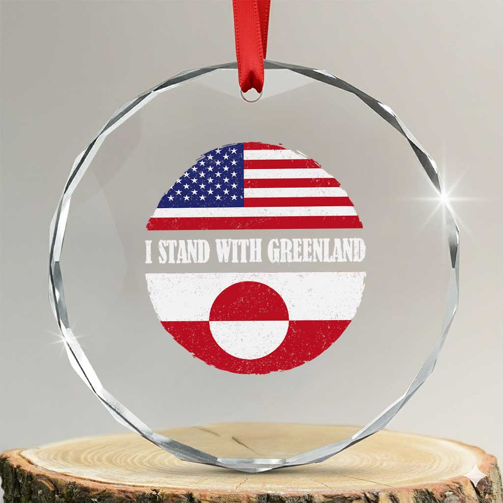 I Stand With Greenland Crystal Glass Ornament Political Protest Greenlander American Flag TS10 Transparent Glass 3'' Circle Print Your Wear