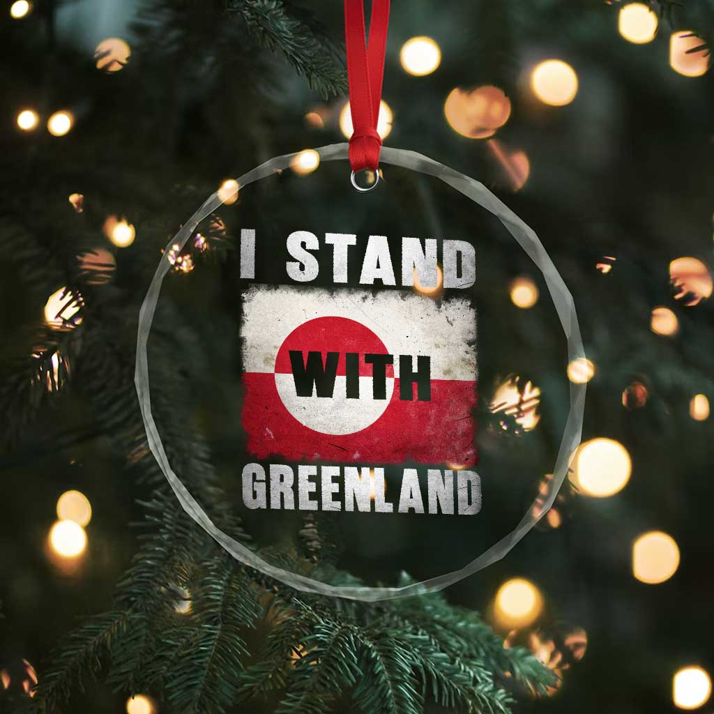 I Stand With Greenland Crystal Glass Ornament Support Greenlanders Vintage Greenland Flag TS11 Print Your Wear