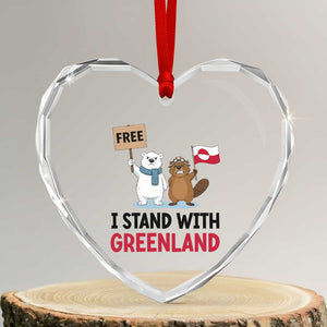 I Stand With Greenland Heart Crystal Glass Ornament Anti Authoritarian Political Gag Gift TS12 Transparent Glass 3'' Heart Print Your Wear