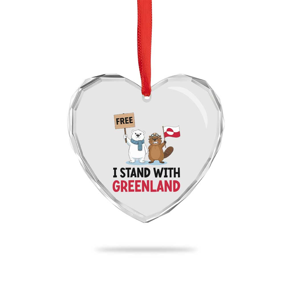 I Stand With Greenland Heart Crystal Glass Ornament Anti Authoritarian Political Gag Gift TS12 Print Your Wear