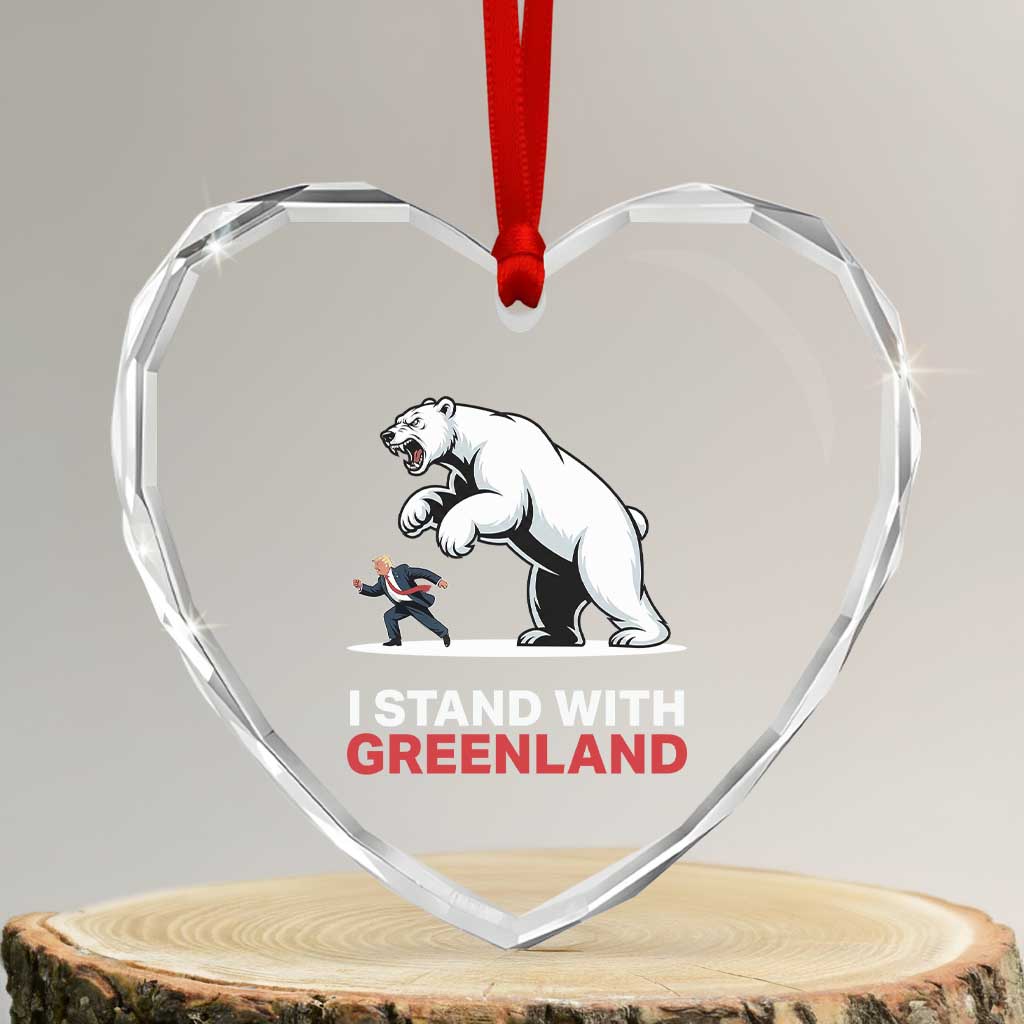 I Stand With Greenland Heart Crystal Glass Ornament Anti Fascist Political Parody Gift TS12 Transparent Glass 3'' Heart Print Your Wear