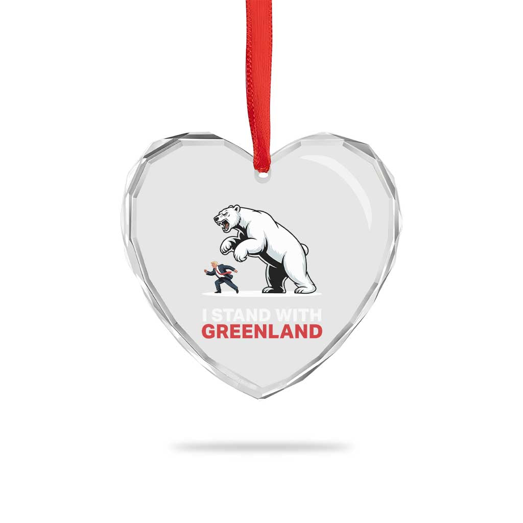 I Stand With Greenland Heart Crystal Glass Ornament Anti Fascist Political Parody Gift TS12 Print Your Wear