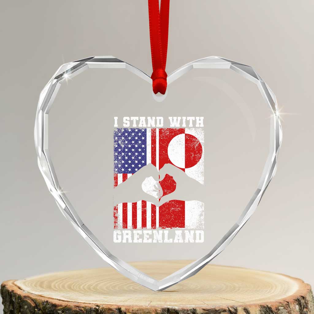 I Stand With Greenland Heart Crystal Glass Ornament Greenlander US Flag Greenland American Usa America TS10 Transparent Glass 3'' Heart Print Your Wear