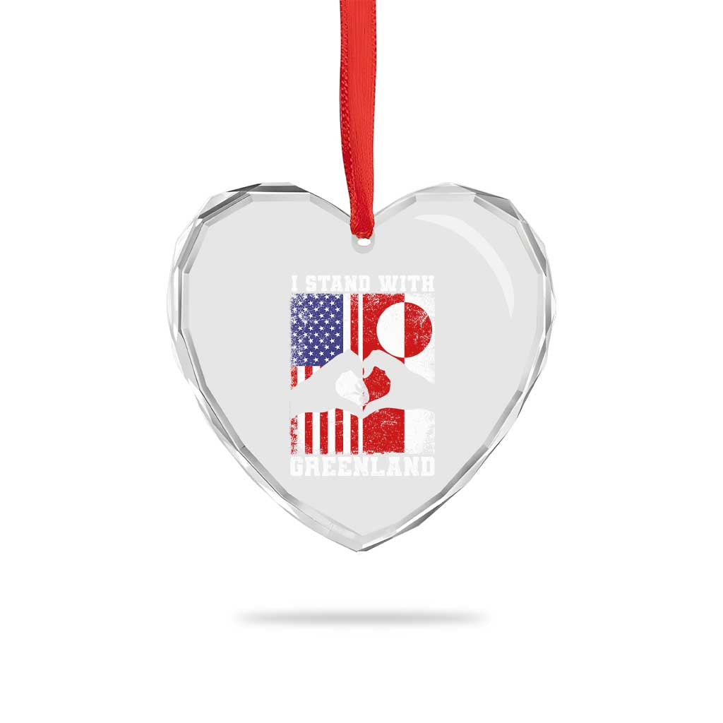 I Stand With Greenland Heart Crystal Glass Ornament Greenlander US Flag Greenland American Usa America TS10 Print Your Wear