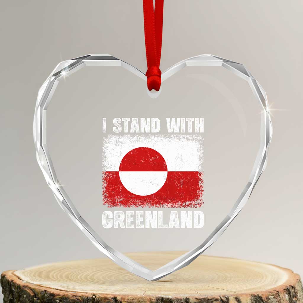 I Stand With Greenland Heart Crystal Glass Ornament Grunge Flag TS10 Transparent Glass 3'' Heart Print Your Wear