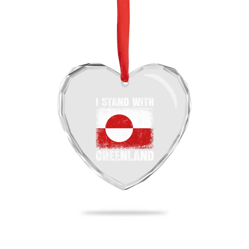 I Stand With Greenland Heart Crystal Glass Ornament Grunge Flag TS10 Print Your Wear
