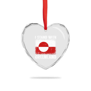 I Stand With Greenland Heart Crystal Glass Ornament Grunge Flag TS10 Print Your Wear
