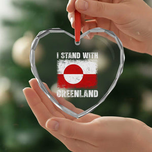 I Stand With Greenland Heart Crystal Glass Ornament Grunge Flag TS10 Print Your Wear
