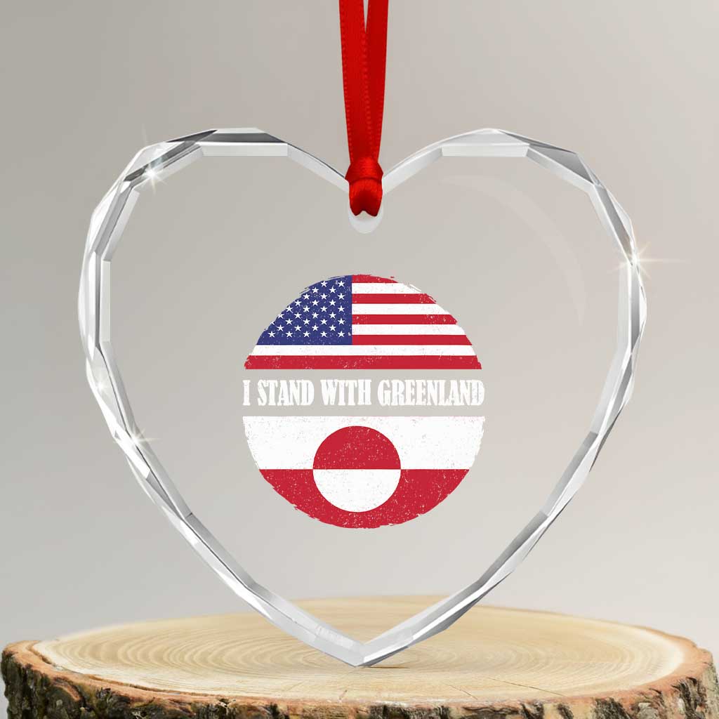 I Stand With Greenland Heart Crystal Glass Ornament Political Protest Greenlander American Flag TS10 Transparent Glass 3'' Heart Print Your Wear