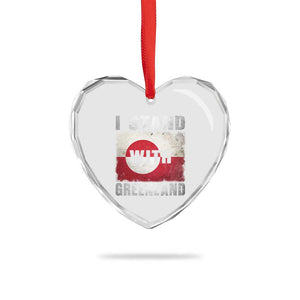 I Stand With Greenland Heart Crystal Glass Ornament Support Greenlanders Vintage Greenland Flag TS11 Print Your Wear