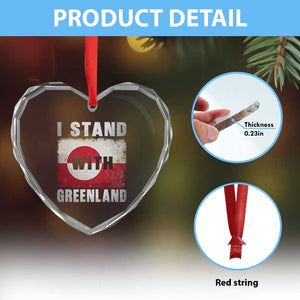 I Stand With Greenland Heart Crystal Glass Ornament Support Greenlanders Vintage Greenland Flag TS11 Print Your Wear