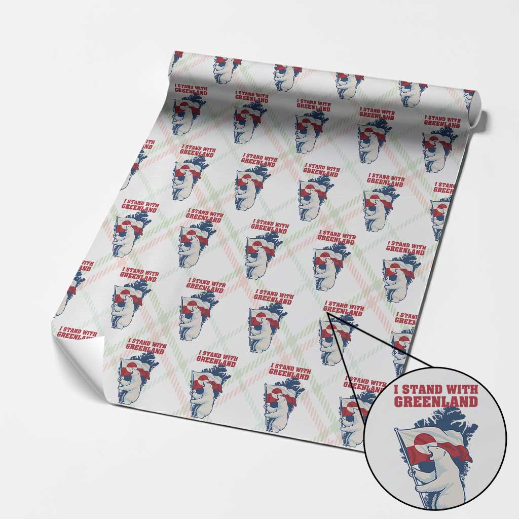I Stand With Greenland Patriotic Wrapping Paper Roll Polar Bear Holding Flag Over Map TS02 Christmas Plaid Print Your Wear