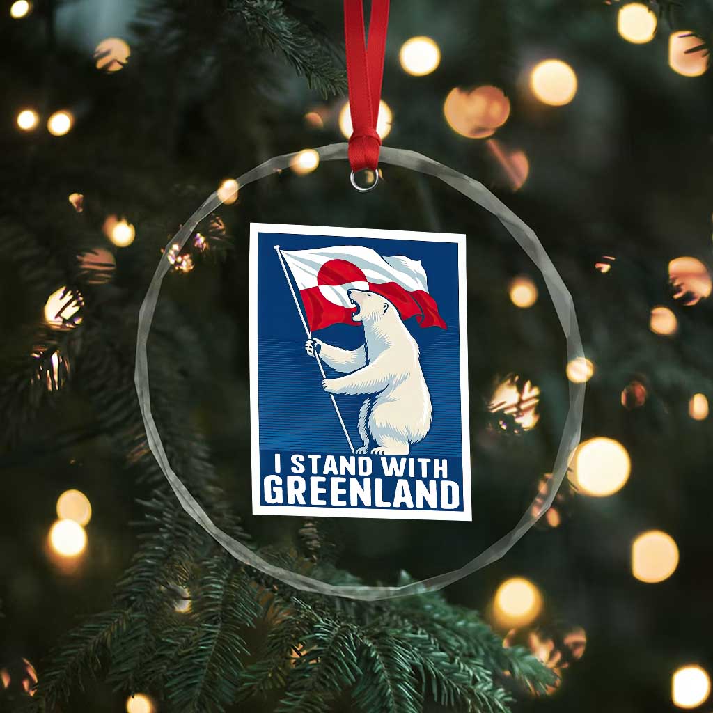 I Stand With Greenland Polar Bear Resist Crystal Glass Ornament Vintage Patriotic Propaganda Sovereignty Protest TS02 Print Your Wear