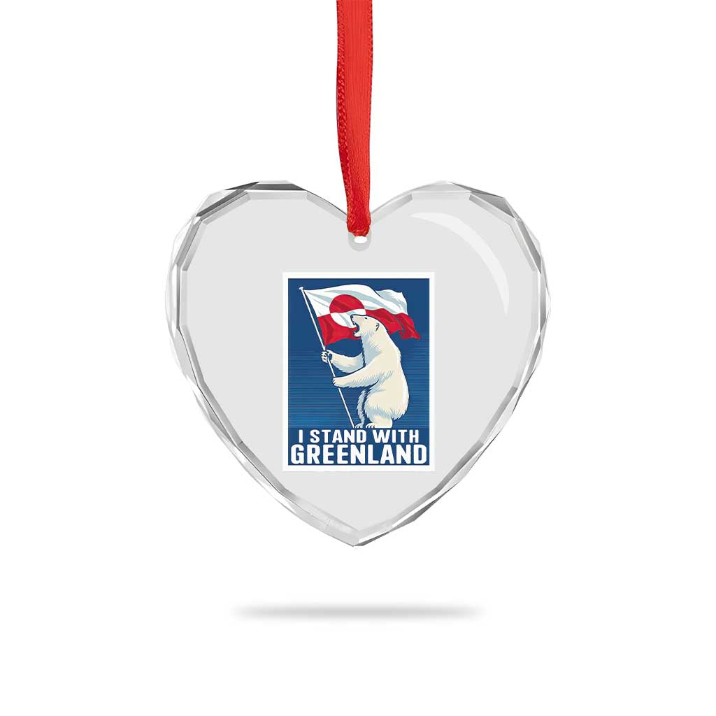 I Stand With Greenland Polar Bear Resist Heart Crystal Glass Ornament Vintage Patriotic Propaganda Sovereignty Protest TS02 Print Your Wear