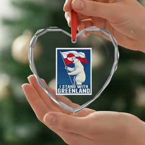 I Stand With Greenland Polar Bear Resist Heart Crystal Glass Ornament Vintage Patriotic Propaganda Sovereignty Protest TS02 Print Your Wear