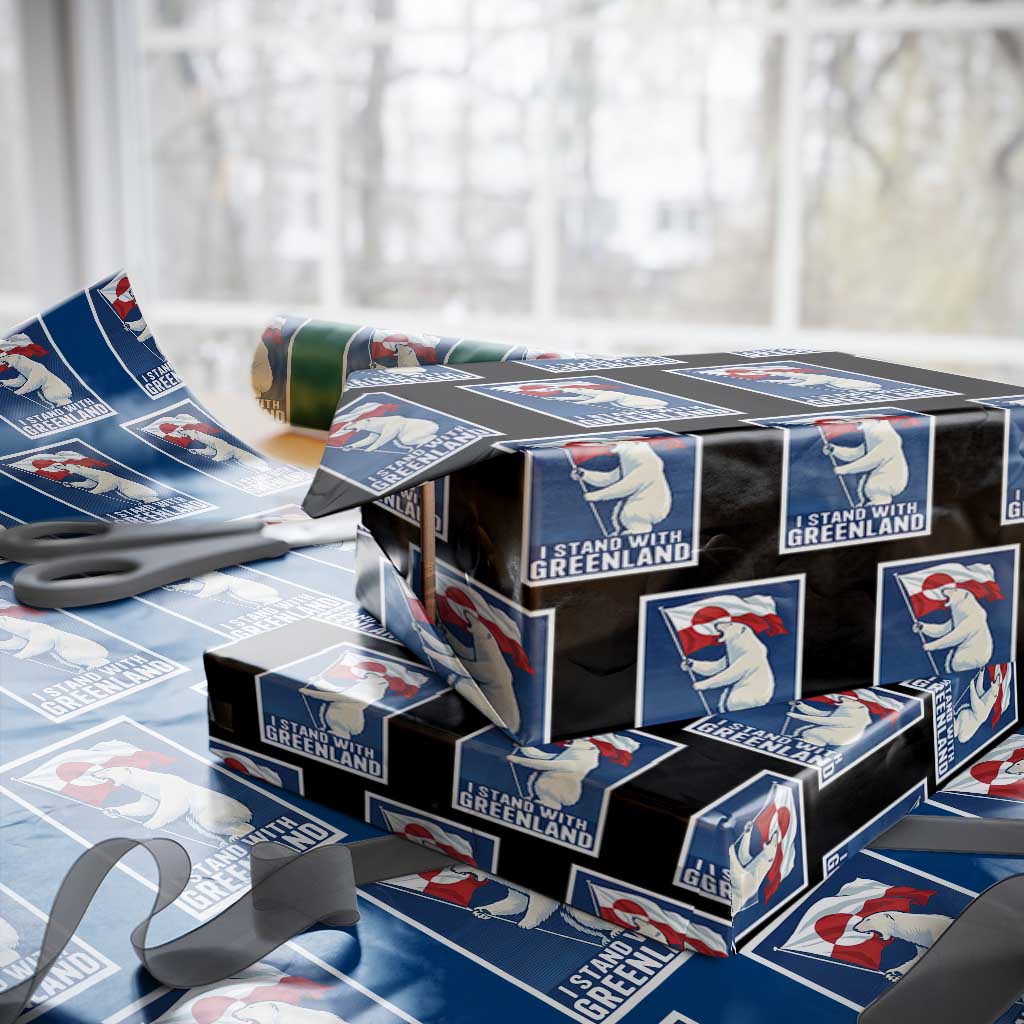 I Stand With Greenland Polar Bear Resist Wrapping Paper Roll Vintage Patriotic Propaganda Sovereignty Protest TS02 Black Print Your Wear