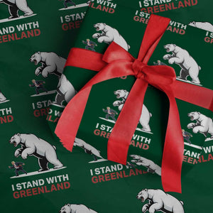 I Stand With Greenland Wrapping Paper Roll Anti Fascist Political Parody Gift TS12 Green Print Your Wear