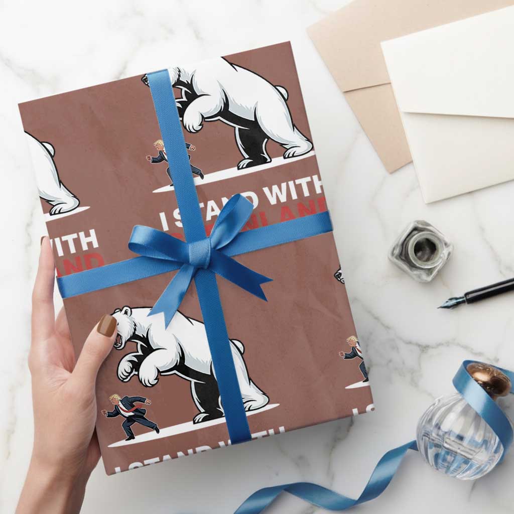 I Stand With Greenland Wrapping Paper Roll Anti Fascist Political Parody Gift TS12 Mocha Print Your Wear