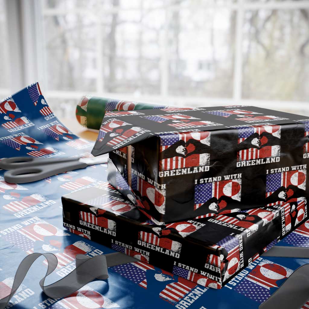 I Stand With Greenland Wrapping Paper Roll Greenlander US Flag Greenland American Usa America TS10 Black Print Your Wear