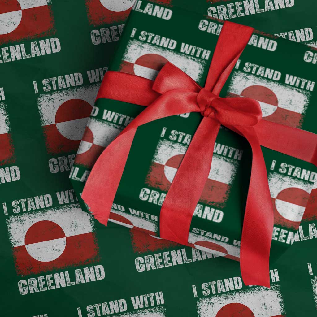 I Stand With Greenland Wrapping Paper Roll Grunge Flag TS10 Green Print Your Wear