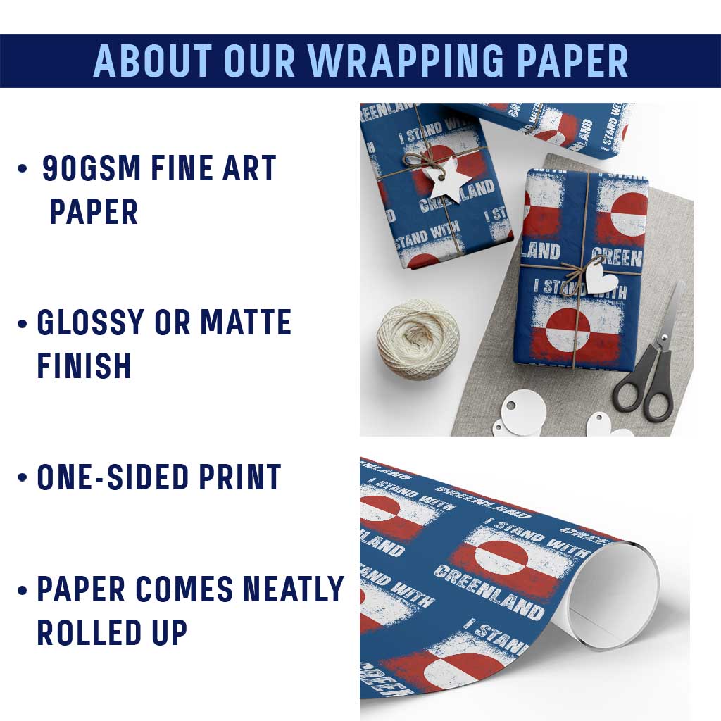 I Stand With Greenland Wrapping Paper Roll Grunge Flag TS10 Print Your Wear