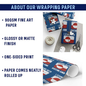 I Stand With Greenland Wrapping Paper Roll Grunge Flag TS10 Print Your Wear