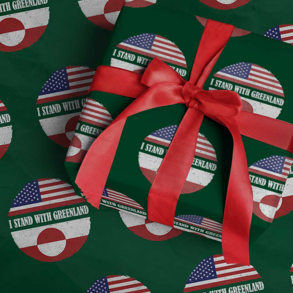 I Stand With Greenland Wrapping Paper Roll Political Protest Greenlander American Flag TS10 Green Print Your Wear