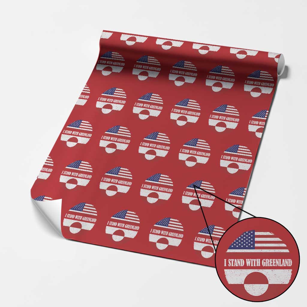 I Stand With Greenland Wrapping Paper Roll Political Protest Greenlander American Flag TS10 Red Print Your Wear