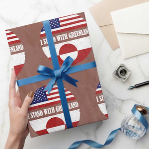 I Stand With Greenland Wrapping Paper Roll Political Protest Greenlander American Flag TS10 Mocha Print Your Wear