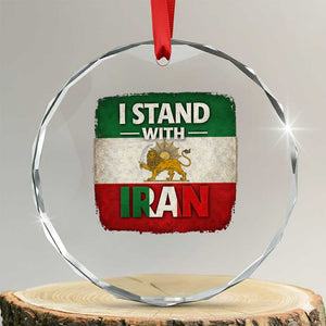 I Stand With Iran Crystal Glass Ornament Free Iran Support Persian Lion Flag TS11 Transparent Glass 3'' Circle Print Your Wear