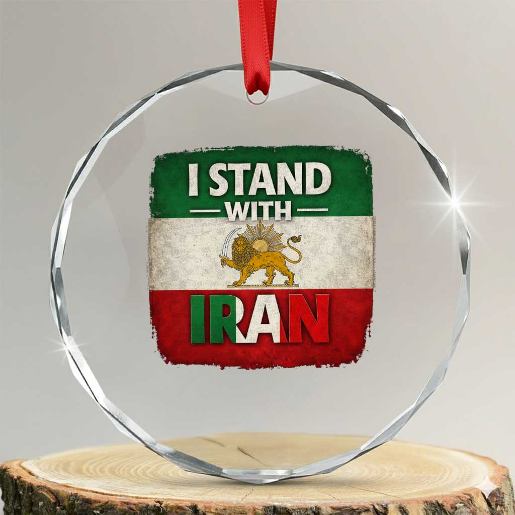I Stand With Iran Crystal Glass Ornament Free Iran Support Persian Lion Flag TS11 Transparent Glass 3'' Circle Print Your Wear