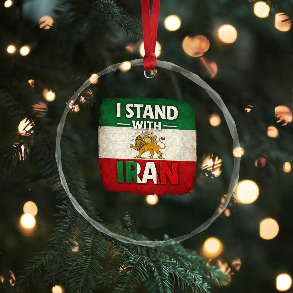 I Stand With Iran Crystal Glass Ornament Free Iran Support Persian Lion Flag TS11 Print Your Wear