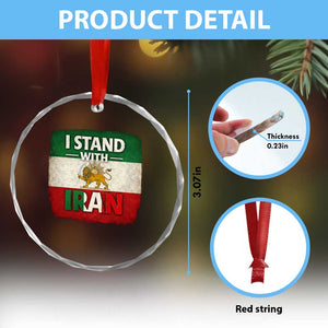 I Stand With Iran Crystal Glass Ornament Free Iran Support Persian Lion Flag TS11 Print Your Wear