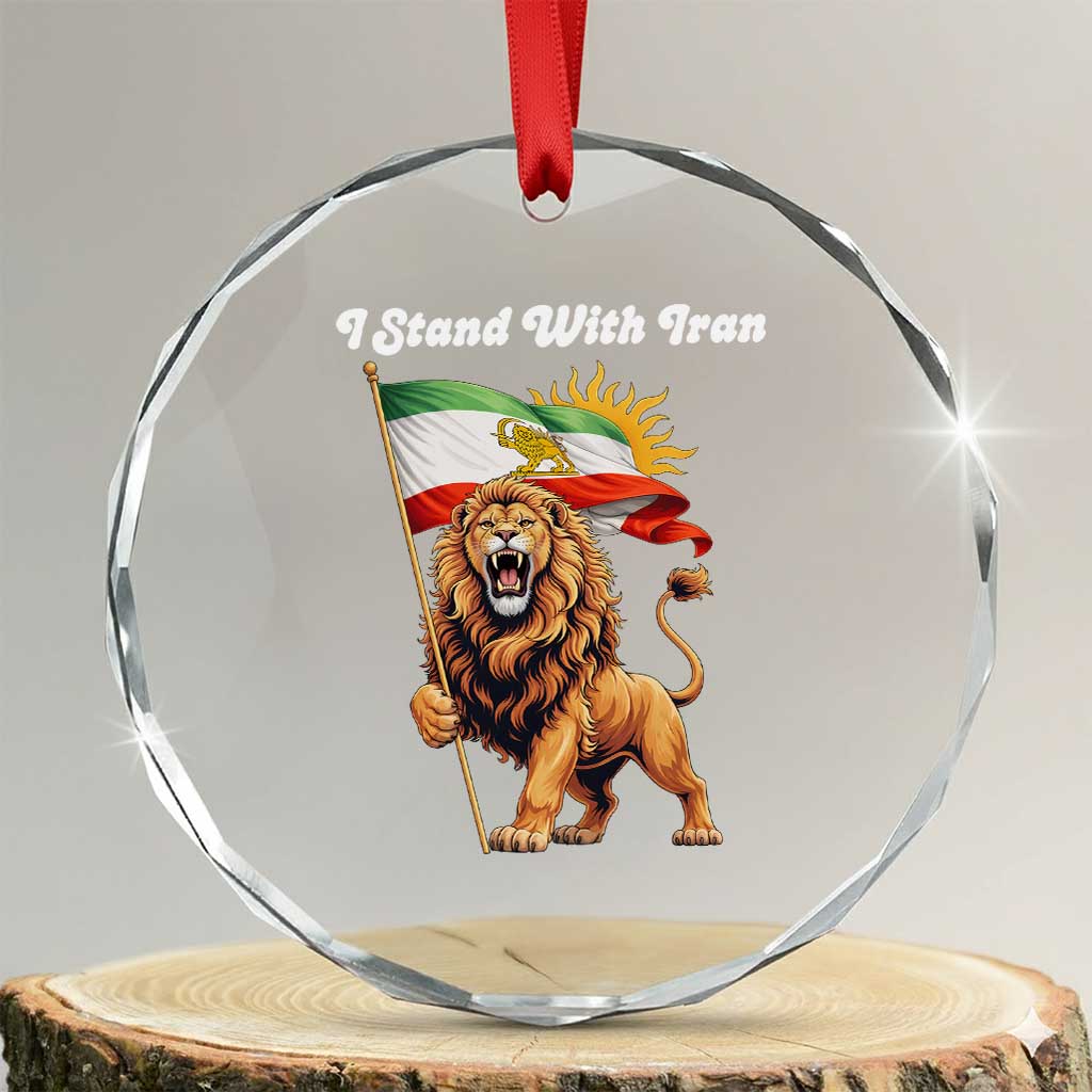 I Stand With Iran Crystal Glass Ornament Freedom Lion Patriotic Resistance Gift TS12 Transparent Glass 3'' Circle Print Your Wear