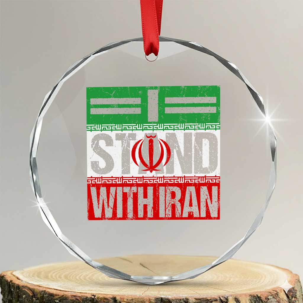 I Stand With Iran Crystal Glass Ornament Iranian People Freedom Protest TS11 Transparent Glass 3'' Circle Print Your Wear