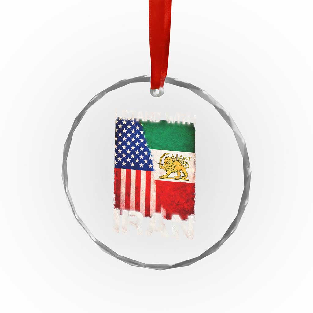 I Stand With Iran Crystal Glass Ornament Persian American Flag USA Persia Lion And Sun Iran TS10 Print Your Wear