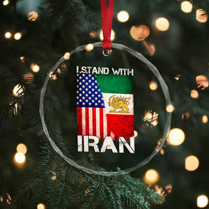 I Stand With Iran Crystal Glass Ornament Persian American Flag USA Persia Lion And Sun Iran TS10 Print Your Wear