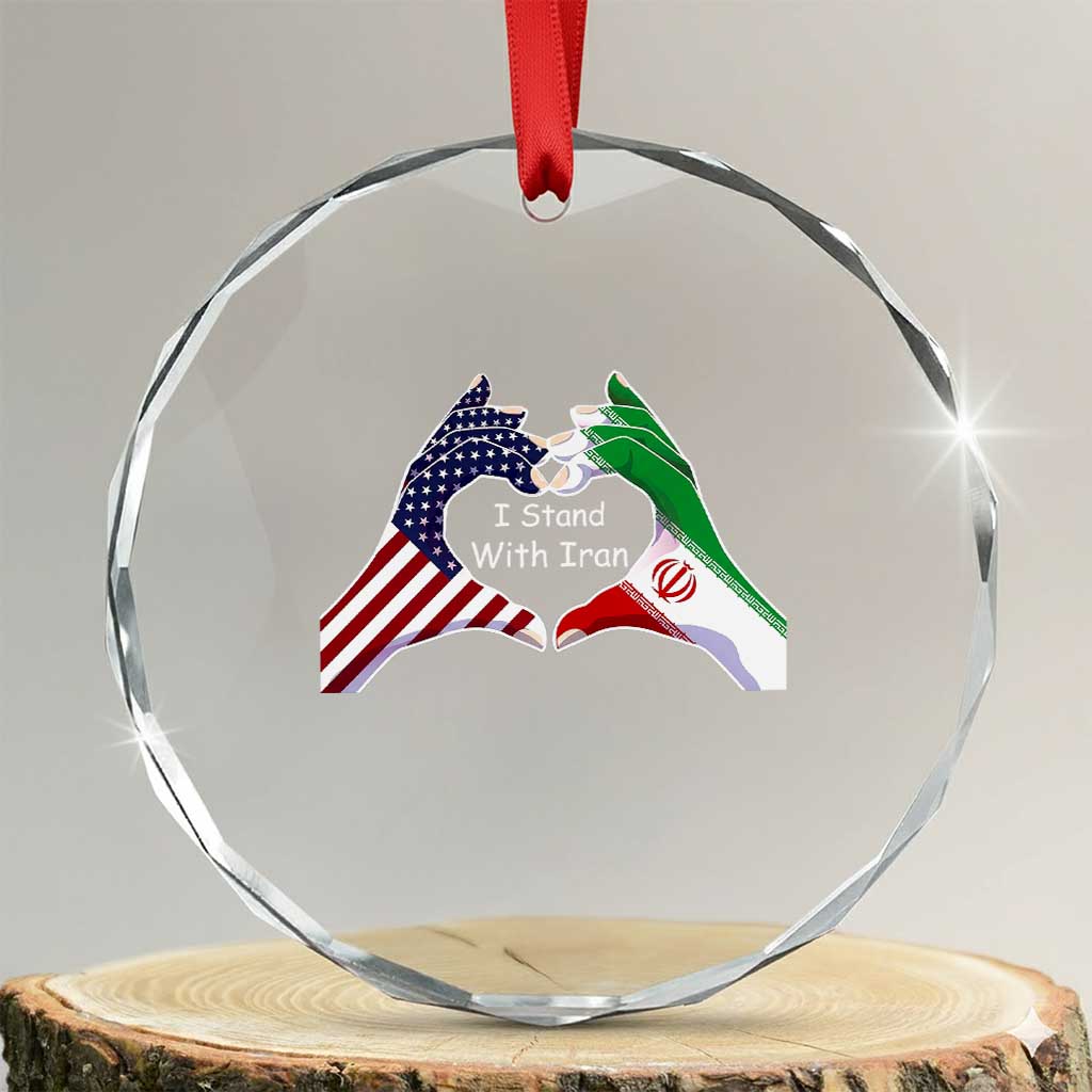 I Stand With Iran Crystal Glass Ornament Support Iranian People For Peace TS12 Transparent Glass 3'' Circle Print Your Wear