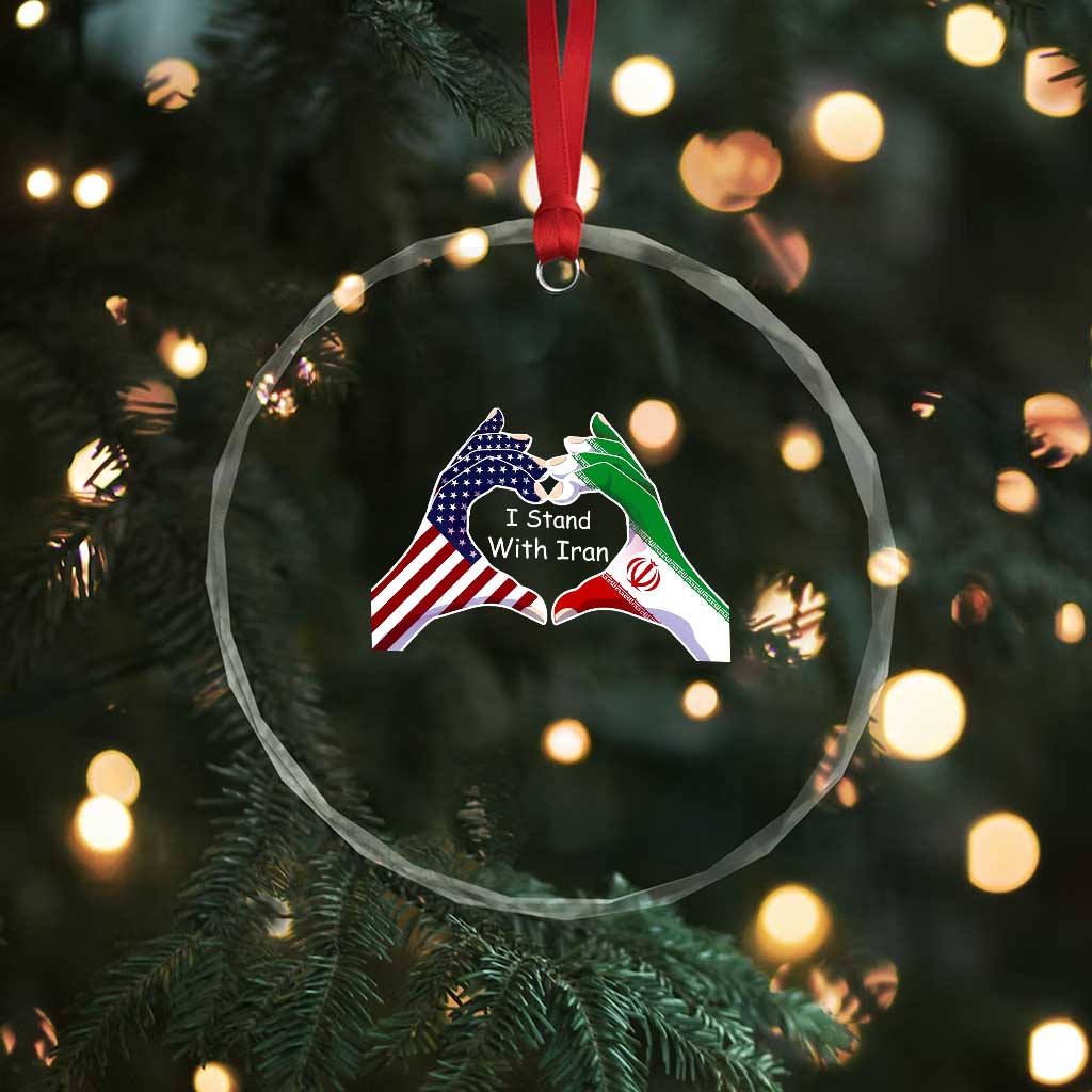 I Stand With Iran Crystal Glass Ornament Support Iranian People For Peace TS12 Print Your Wear