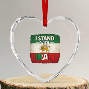I Stand With Iran Heart Crystal Glass Ornament Free Iran Support Persian Lion Flag TS11 Transparent Glass 3'' Heart Print Your Wear