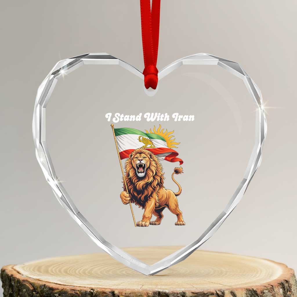 I Stand With Iran Heart Crystal Glass Ornament Freedom Lion Patriotic Resistance Gift TS12 Transparent Glass 3'' Heart Print Your Wear