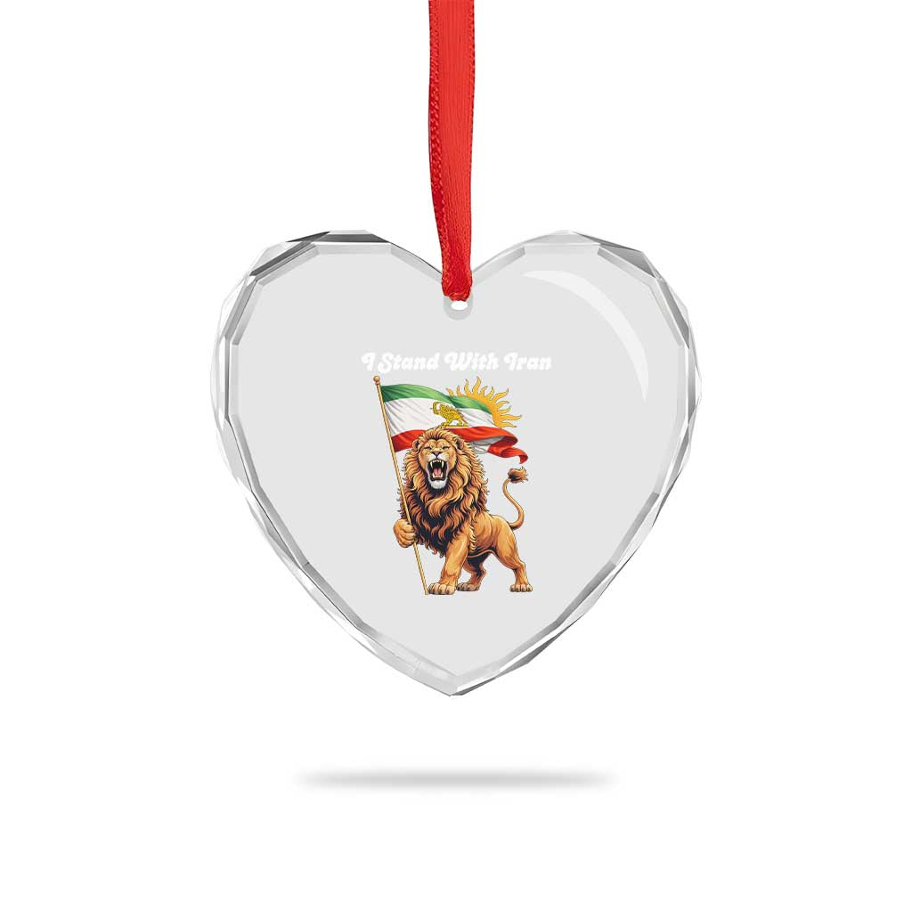 I Stand With Iran Heart Crystal Glass Ornament Freedom Lion Patriotic Resistance Gift TS12 Print Your Wear