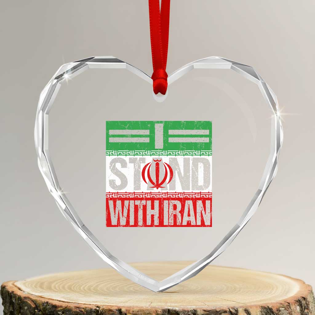 I Stand With Iran Heart Crystal Glass Ornament Iranian People Freedom Protest TS11 Transparent Glass 3'' Heart Print Your Wear